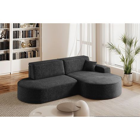 Ecksofa Schlafsofa Sofa VENEDIG Stoff Arena Schwarz Ottomane Rechts (1/5)