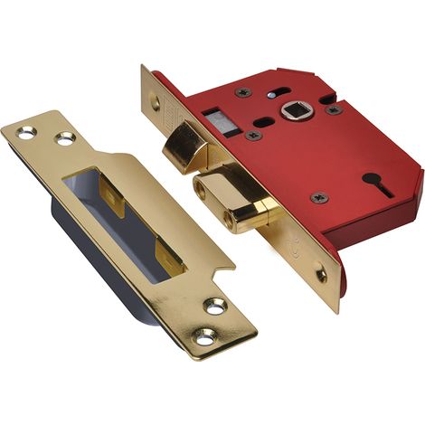 Union StrongBOLT 2203S 3-Lever Mortice Sashlock in Polished Brass, 68mm (2.5-inch) with Visible Keyhole, Model UNNY2203PB25
