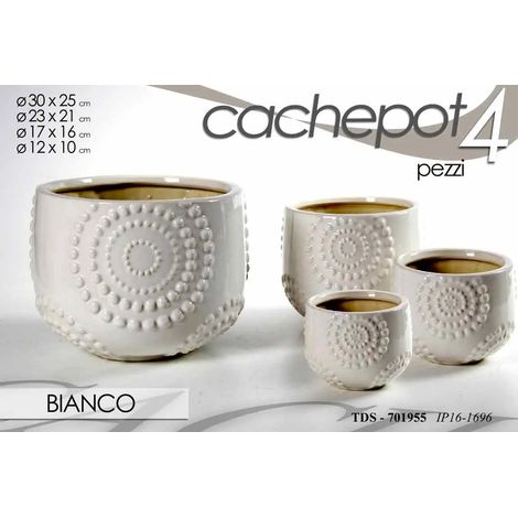 Set aus 4 weißen Cachepots Ø30/23/17/12 cm aus Keramik