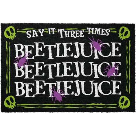 Paillasson - Beetlejuice - Rectangulaire - Fibre de coco - PVC antidérapant - Noir (1/2)