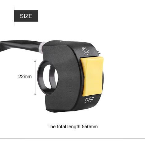 Interrupteur de phare LED de 7/8 pouce monté sur le guidon d'une moto, avec bouton jaune (1/5)