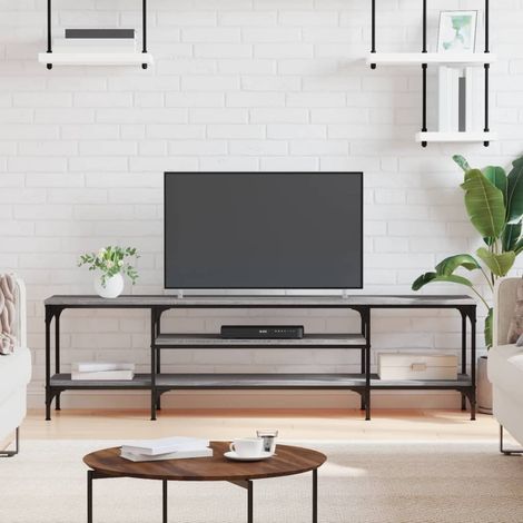 Meuble TV, Banc TV, Support pour Téléviseur, Meuble de Salon Sonoma gris 161x35x45 cm bois d'ingénierie et fer YHJ74916 (1/5)