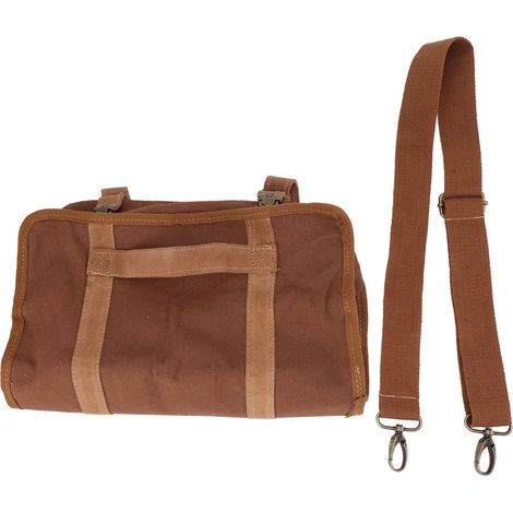 Große, tragbare Multifunktions-Barkeepertasche aus Canvas mit Außengurt, braun (1/5)