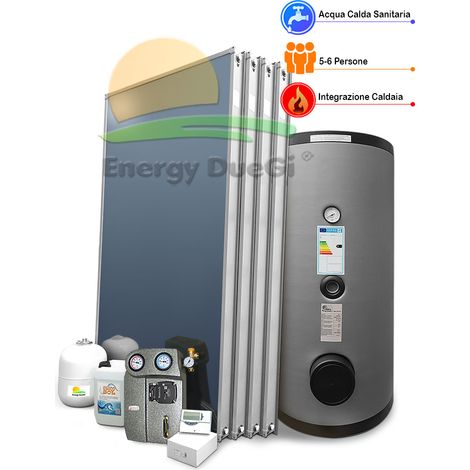 Kit impianto solare termico con integrazione per produzione Acqua Calda Sanitaria, 5-6 persone, bollitore 500 litri, EFMAX (1/5)