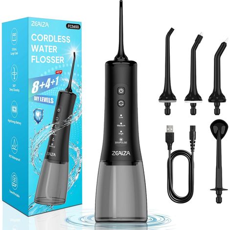 Jet Dentaire Hydropulseur Irrigateur Oral Portable DIY 13 Modes Water Flosser, Hydropulseur Dentaire Sans Fil, Detartreur et Irrigateur Dentaire Pulseur Jet Interdentaire 300ML IPX7 pour Voyage (1/5)