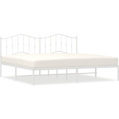 Maison Exclusive - Cadre de lit mĂ©tal sans matelas et tĂȘte de lit blanc 193x203 cm (1/5)