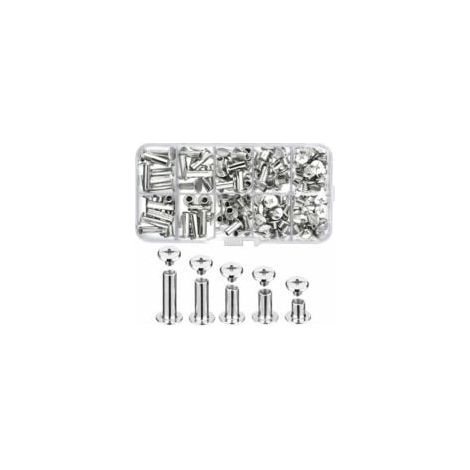 Lot de 80 vis de reliure en métal Chicago pour bricolage, décoration, réparation de reliures, artisanat (argent) (1/5)
