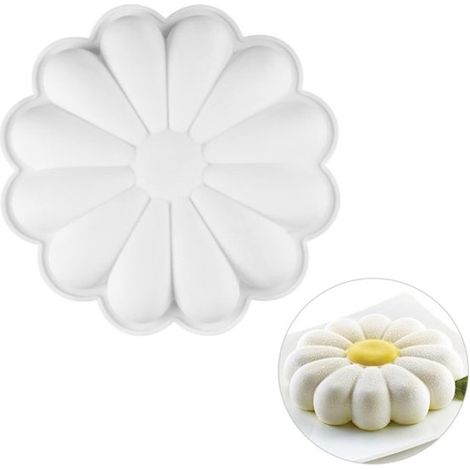 Silikon Backform BPA frei Blumenform mit 1 Mulde Wiederverwendbar 22 x 22 x 5 cm Backzubehör für Sonnenblumentörtchen, Eiscreme, Schokolade, Seif