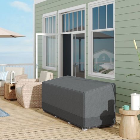 Housse mobilier de jardin 190,5x72x76 cm polyester gris clair, anti-UV moderne FloraGrace (1/5)