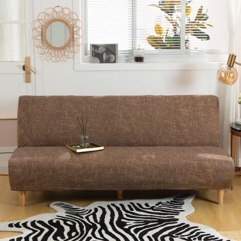 Hussen für Sofas ohne Armlehnen, ausziehbare, universelle Sofabezüge ohne Armlehnen, voll abdeckende klappbare Sofaschoner, einfach zu installieren und zu reinigen, 3-Sitzer Clic Clac Bezug, Kaffee (1/4)