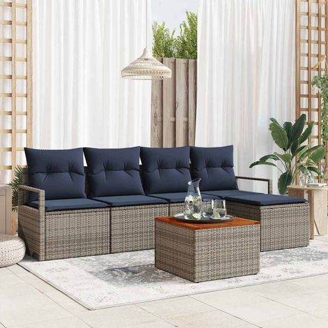 vidaXL Conjunto de sofás de jardín 6 uds. Gris ratán sintético (1/5)