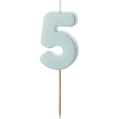 Geburtstagskerze Zahl 5, hellblau, 5,5 cm (1/3)