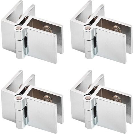 4 clips de porte en verre, Pièces Pince Charnière Verre, Charnière en Verre en Alliage de Zinc, Avec vis, pour Portes en Verre, Vitrines (5-8 mm)