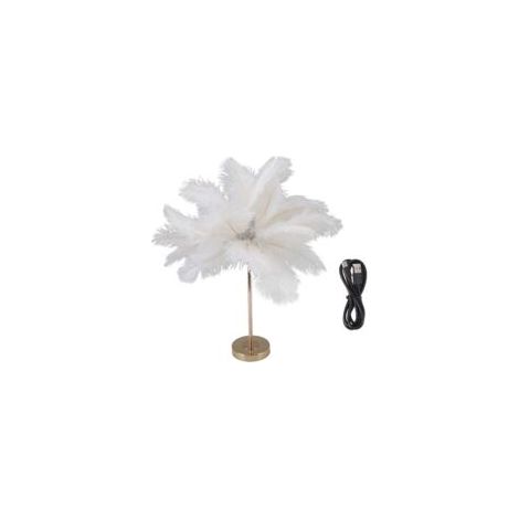 Plume Lampe De Table Interrupteur Tactile USB Plume D'autruche Lampe 3 Couleur Gradation Lampe De Bureau avec Base En Métal Doré 30pcs Plume