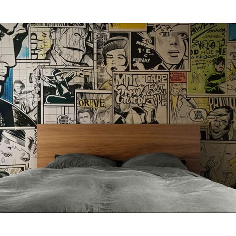 Papier peint Art – Collage bande dessinée vintage colorée - 150 x 250 cm (1/2)
