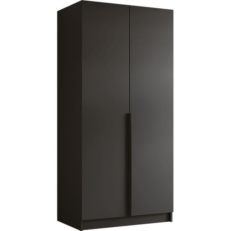 Armoire Closico Staton I, Noir, 215x100x58cm, Portes d'armoire: Avec des charnières, Nombre d'étagères: 0