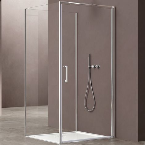 Cabine de Douche 90x100x90cm, Paroi de Douche, Portes Pivotantes, Verre 8mm, avec Receveur, Revêtement NANO, Ravenna36UK doporro (1/5)