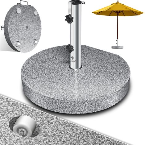 KESSER® Pie de sombrilla de granito con tubo de acero inoxidable Base de sombrilla de alta calidad 30KG - para mástiles de paraguas de hasta 16-48 mm Incl. asa de transporte Gris / Redondo (1/5)