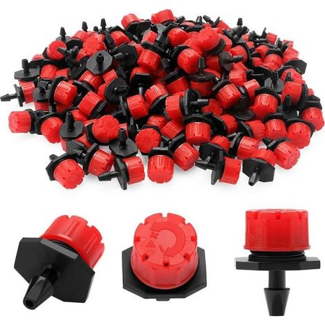 200 goutteurs micro-irrigation réglables 360° (rouge) – raccord 1/4" pour tube 4/7 mm, auto-nettoyant (1/5)