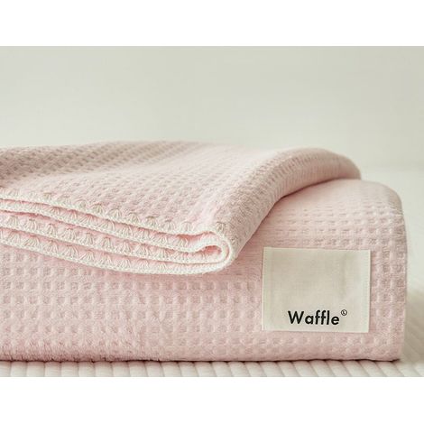 Plaid rose gaufré surpiqûres blanche 150 x 200 cm WAFFLE