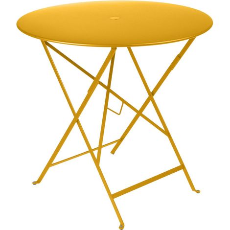 Table Bistro Ronde Pliante, Acier, Miel, Ø77 x H.74 cm, Usage Extérieur