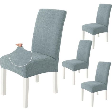 Lot de 4 housses de chaise, housses de chaise extensibles modernes, protections de chaise lavables, housses universelles pour chaises de mariage, bleu-gris.