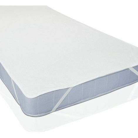 Housse de matelas imperméable 180 x 200 cm en tissu éponge avec drap-housse intégré. 4 élastiques inclus. Imperméable et anti-poussière. Respirante. C (1/5)