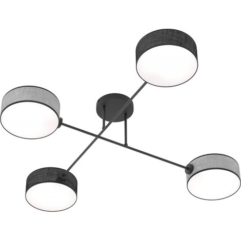 Plafoniera moderna nera/grigia 4 paralumi 4xE14 MAGA Emibig (1/5)