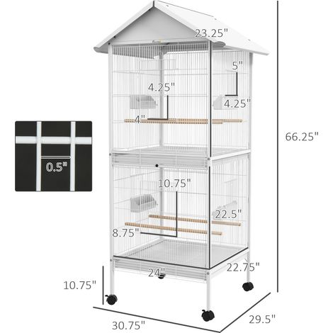 Mangeoire à oiseaux en métal forgé blanc de 170 cm de haut avec cadre à rouleau (1/5)