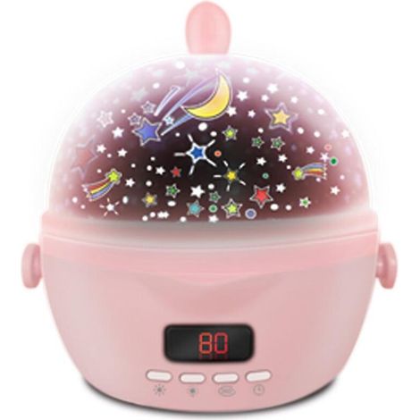 Lampe de projection ciel étoilé LED rose - Veilleuse avec minuterie et projection d'un ciel étoilé complet - Cadeau d'anniversaire idéal (1/5)