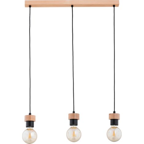 Suspension barre bois/noir pour table 3xE27 Zelia Alfa (1/3)