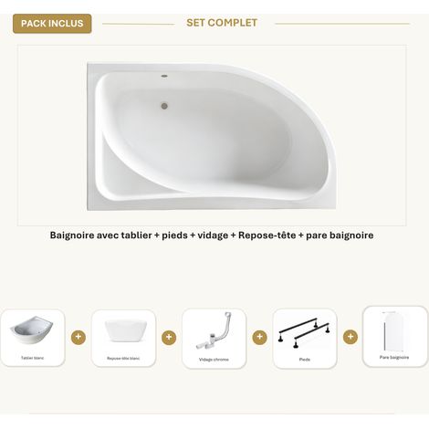 Baignoire CALMA 160x100 gauche tablier + RT (1/5)