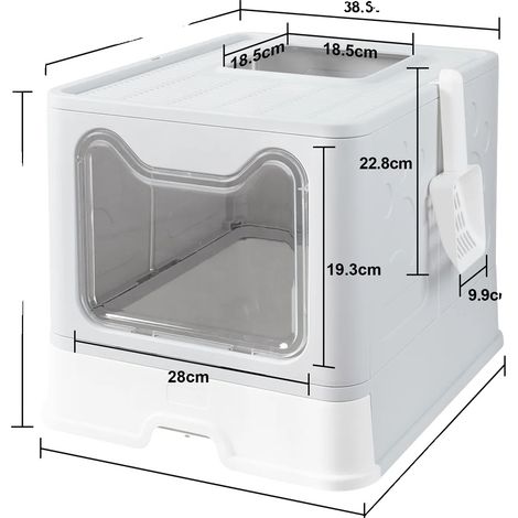 Bac à litière pour chat, facile à nettoyer, intérieur spacieux, design portable (1/2)
