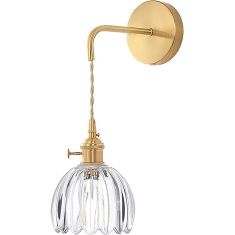 – Applique murale vintage en verre transparent E27 – Abat-jour art déco pour couloir, chambre, cuisine, salon – Design rétro (1/5)