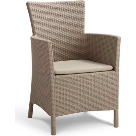 Keter Sedia da Giardino Iowa - Effetto Rattan Cappuccino - 62x60x80 (1/10)