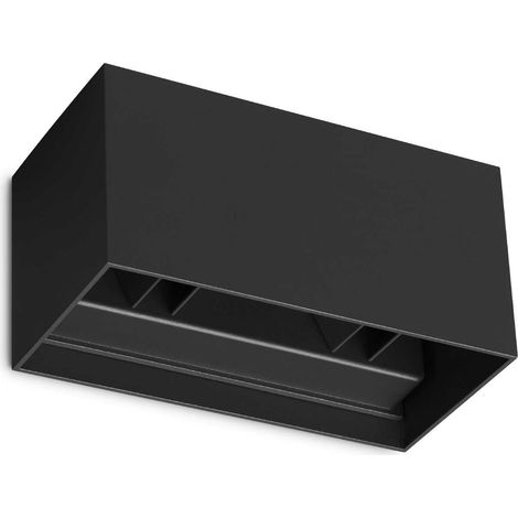 Ideal Lux ATOM Integrierte LED-Außen-Up-Down-Wandleuchte mit 4 Lichtern, Schwarz, 2100 lm, 3000 K, IP54
