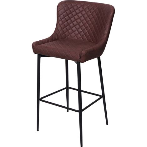 [NEUWERTIG] Barhocker HHG-062, Barstuhl Tresenhocker, Vintage Metall Fußablage Stoff/Textil braun