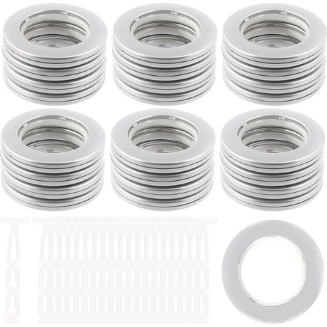 Lot de 20 œillets de rideau en plastique argenté, diamètre intérieur 40mm-1,7 pouces Silencieux Glissants Œillets de Rideau Noirs, Anneaux à Œillets pour Rideaux à Faible Bruit pour Accrochage (1/5)