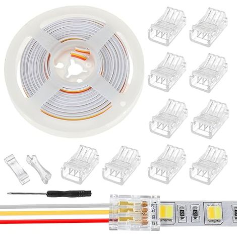 LED Strip Connector RGB Lights Adapter Lighting Pin Connecteurs clairs sans fil Gapless Track Lighting Connector 3 PIN 10 MM (1/5)