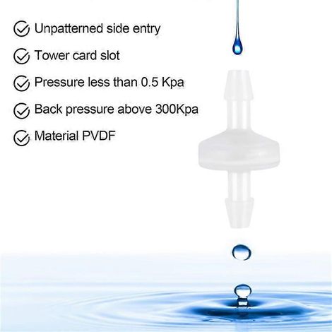 Clapet anti-retour en ligne 1/4 pouce (6 mm) en PVDF, lot de 8. (1/5)