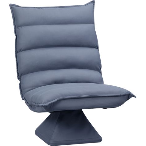 Fauteuil de sol réglable en microfibre gris avec dossier inclinable et siège pivotant 62x70x95 cm (1/5)