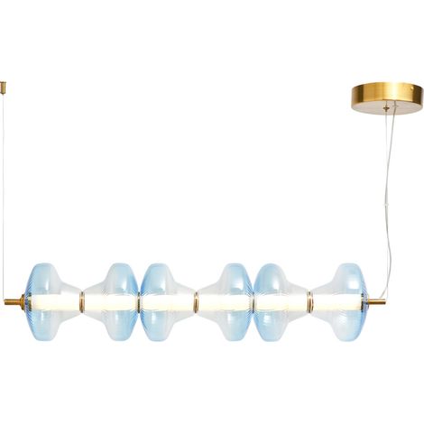 Visconte Elias Sky Blue Tinted Glass Pendant Bar Integrated LED - Satin Brass