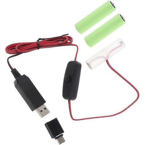 Câble d'alimentation universel USB Type C vers 4.5V pour batterie factice AM3/LR6/AA avec interrupteur - Modèle Type C (1/4)