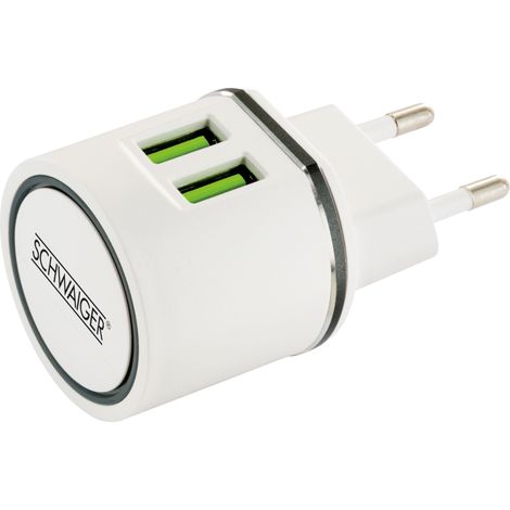 Schwaiger USB Ladeadapter 230V LAD230 531 weiß, zweifach, 2,4A USB-Kabel & Stecker (1/5)