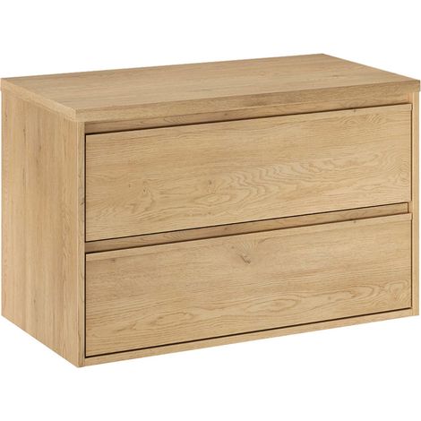 Waschtischunterschrank 80cm Edmé mit 2 Schubladen, Holzoptik (1/5)