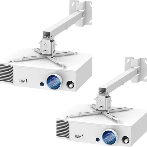 T4365 Lot De 2 Supports Muraux Pour Mini Projecteur - Montage Mural - Pour Appareil Photo Et Berceau Rotatif À 360 ° - Réglable De 7,8 Pouces - Rack En Métal (Blanc, 2 Pièces) (1/5)