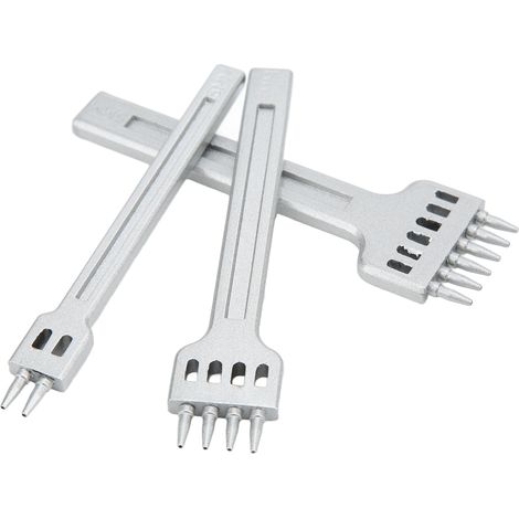 Pince à sertir le cuir 2/4/6 dents en zinc miroir, pour perforations larges et coutures précises de 5mm. (1/5)