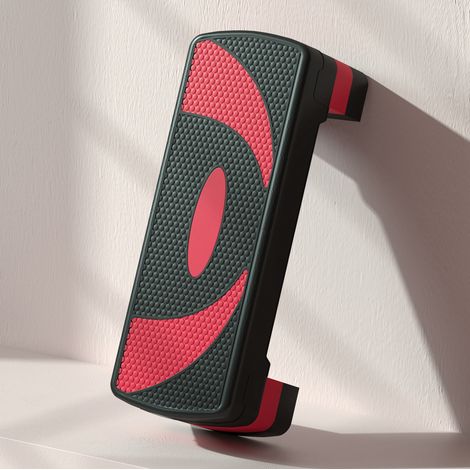 Step aerobico regolabile in altezza 3 livelli 10/15/20 cm, portata 150 kg, nero e rosso DESVIAE