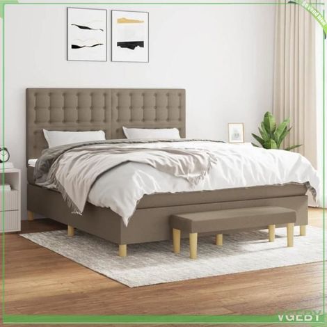 Sommier à lattes - 3137497 - Matelas 180x200 cm - Ressorts ensachés 20 cm - Tissu taupe (1/5)
