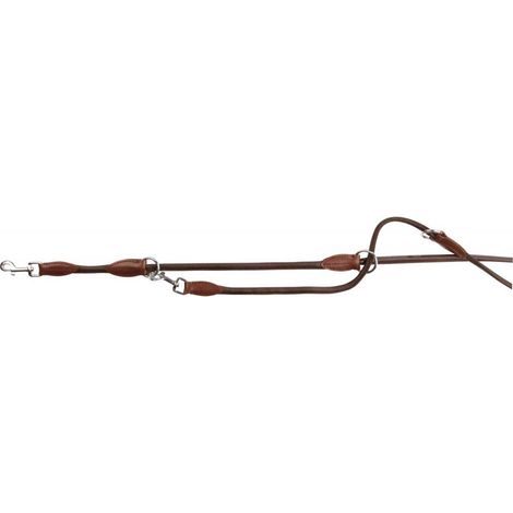 Active laisse réglable, cousue, ronde, en cuir S-M: 2,00 M/ø 8 mm, brun foncé (1/2)